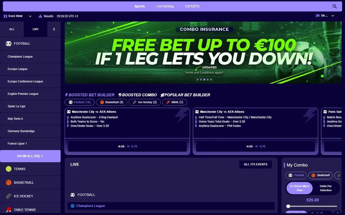 Unlimit sportsbook med boosted bet builder og live-oversikt